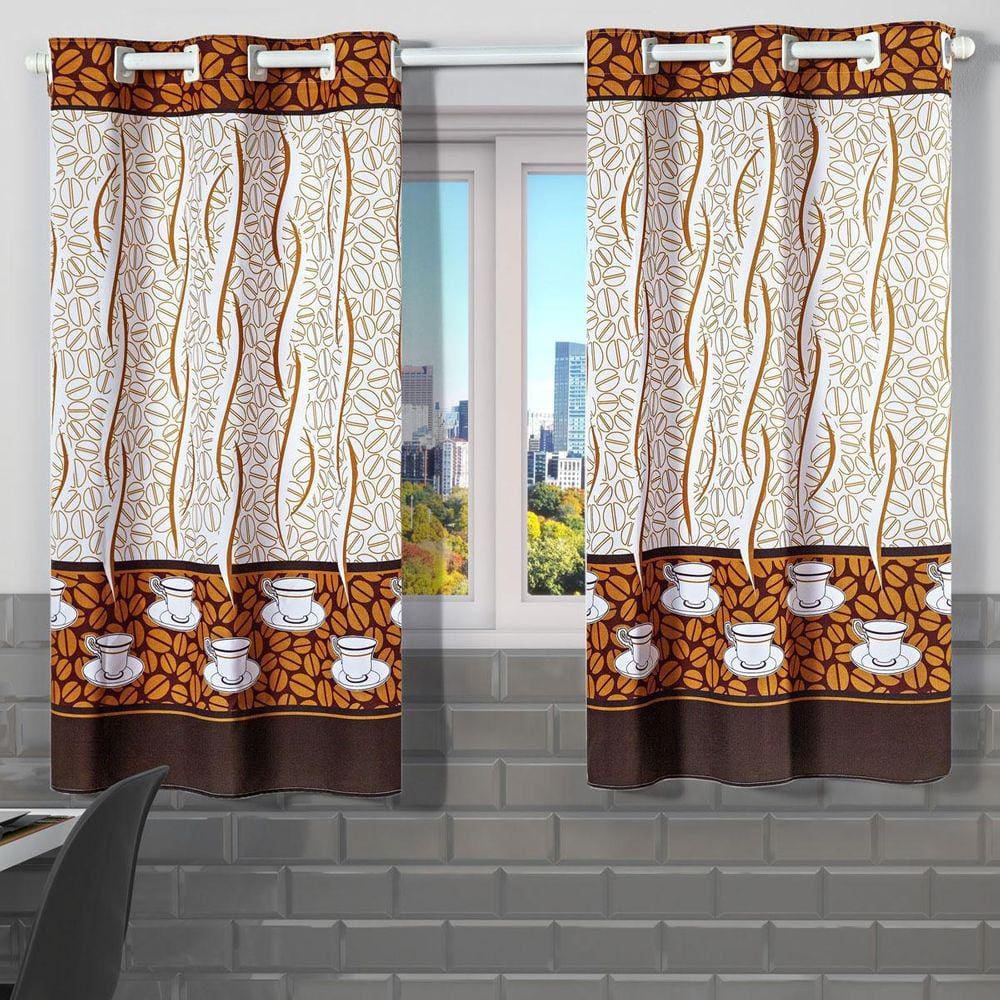 Cortina De Cozinha Estampada 2,00M X 1,30M Café