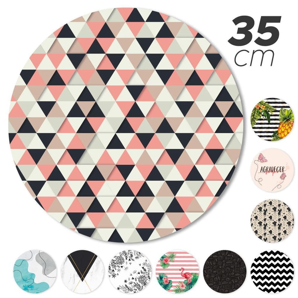 Sousplat Avulso Base Mdf 35Cm Completo Estampado Triângulo