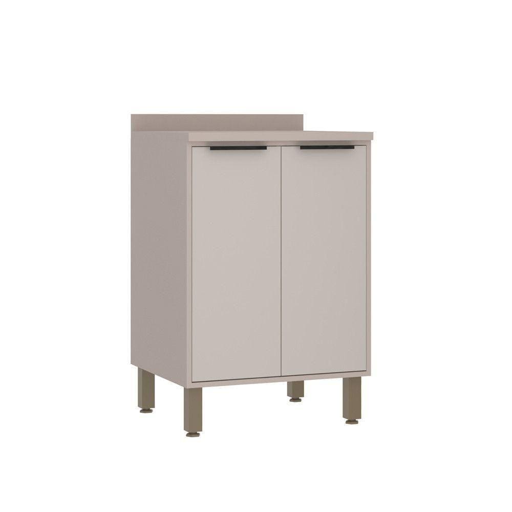 Balcão 60cm 2 Portas Com Tampo Stylo Luciane Móveis Cinammon-beige