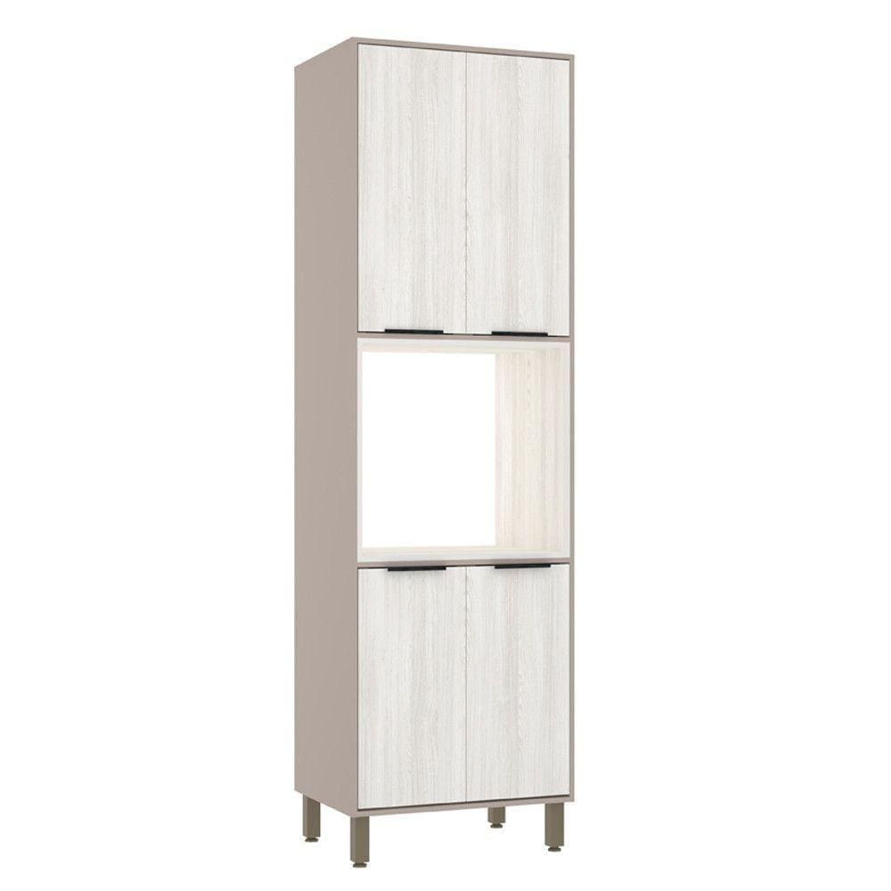 Paneleiro Torre Quente 70cm 4 Portas Stylo Luciane Móveis Cinammon-teka ártico