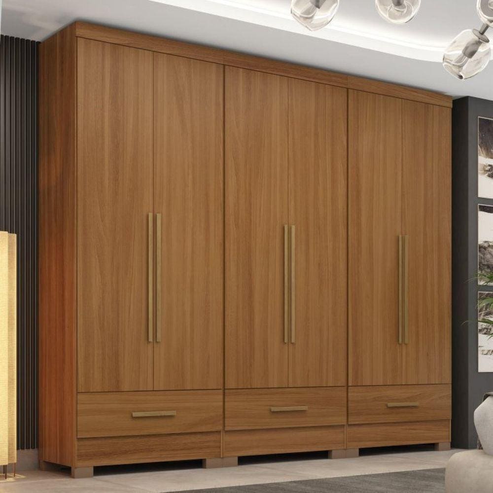 Quarto Modulado 3 Peças 6 Portas 3 Gavetas Smart Plus Cinamomo