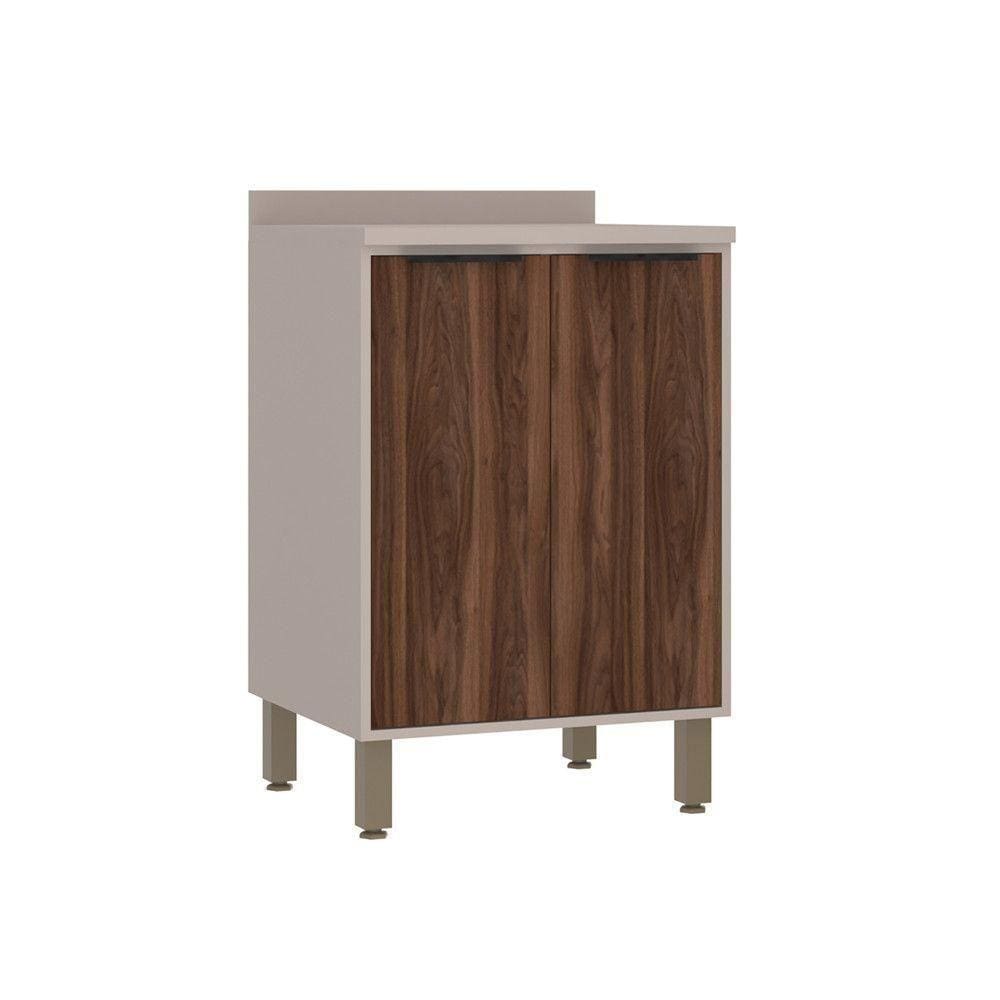 Balcão 60cm 2 Portas Com Tampo Stylo Luciane Móveis Cinammon-escarlate