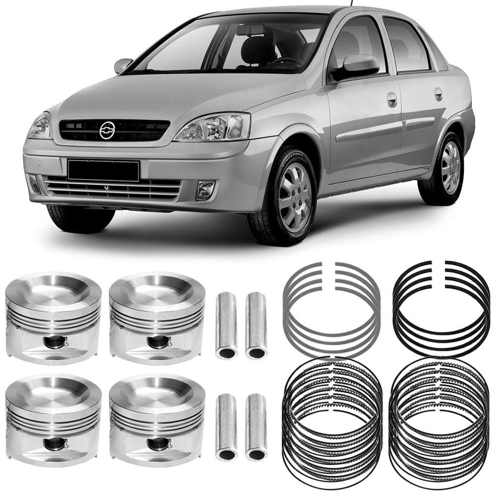 Kit Pistão Anel Motor Corsa 1.0 8V MPFI Álcool Metal Leve SPA2167