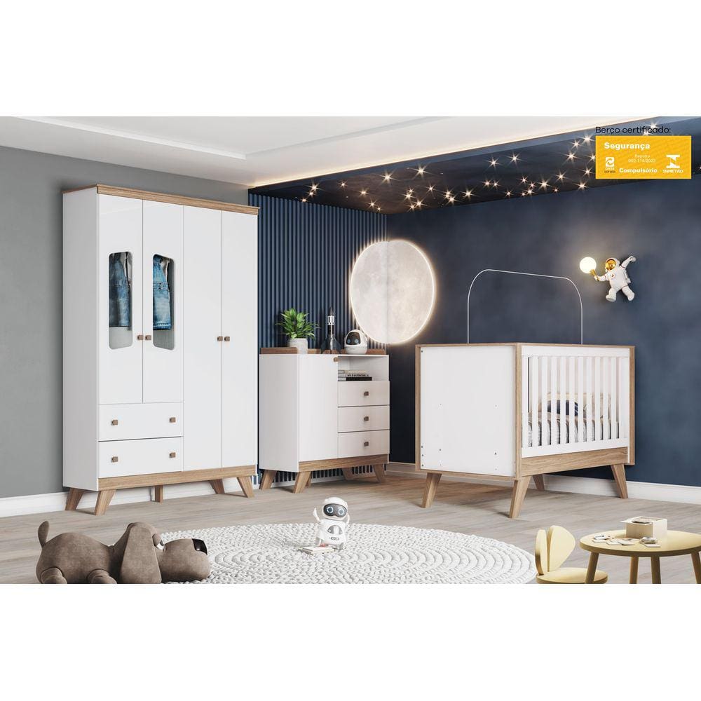 Dormitório Infantil Confete Branco/Jequitibá - Henn