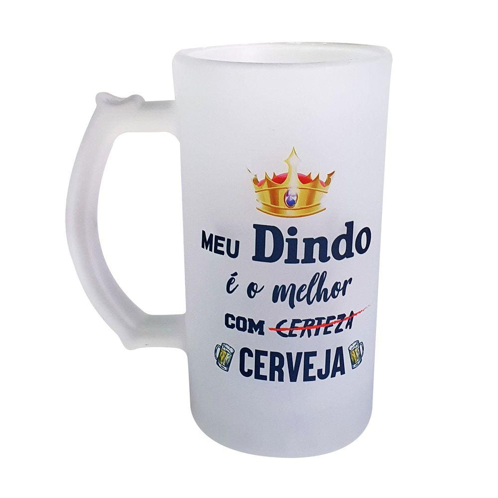 Caneca Vidro Meu Dindo É o Melhor com Certeza com Cerveja