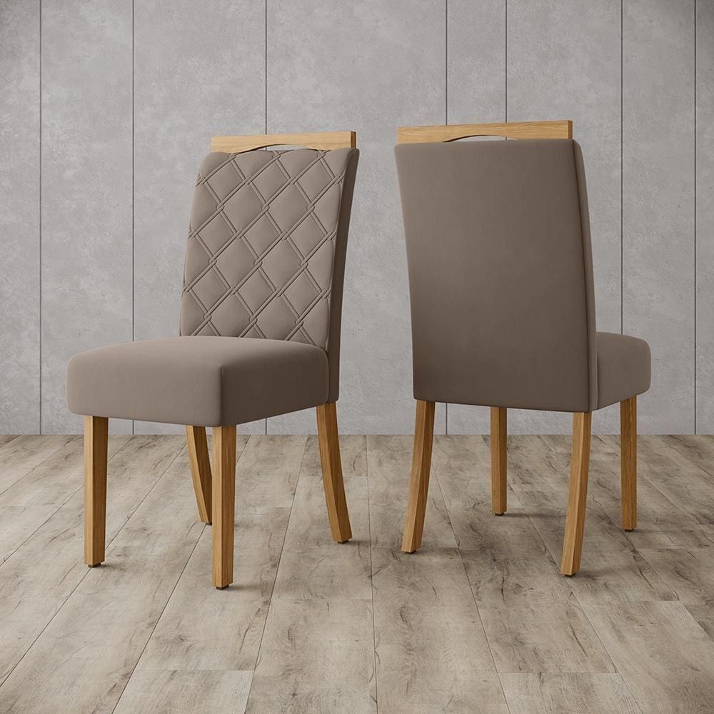 Kit 2 Cadeiras Bella Marrom Amêndoa - Henn