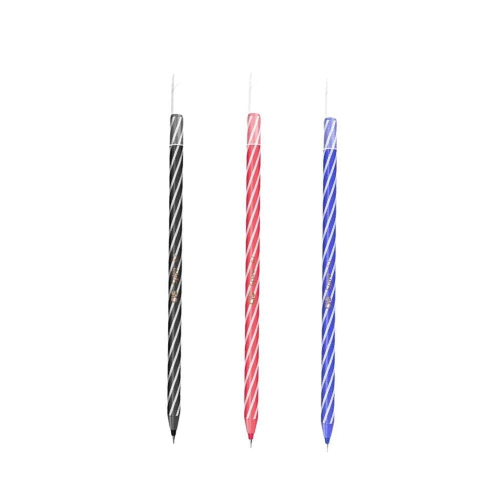 Kit 03 Caneta Esferográfica CIS SPIRO 0.7mm Ponta Agulha - Azul Preta Vermelha