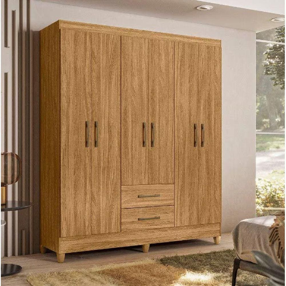 Guarda Roupa Casal 6 Portas 2 Gavetas 1,53m Freijo Panamá Moval