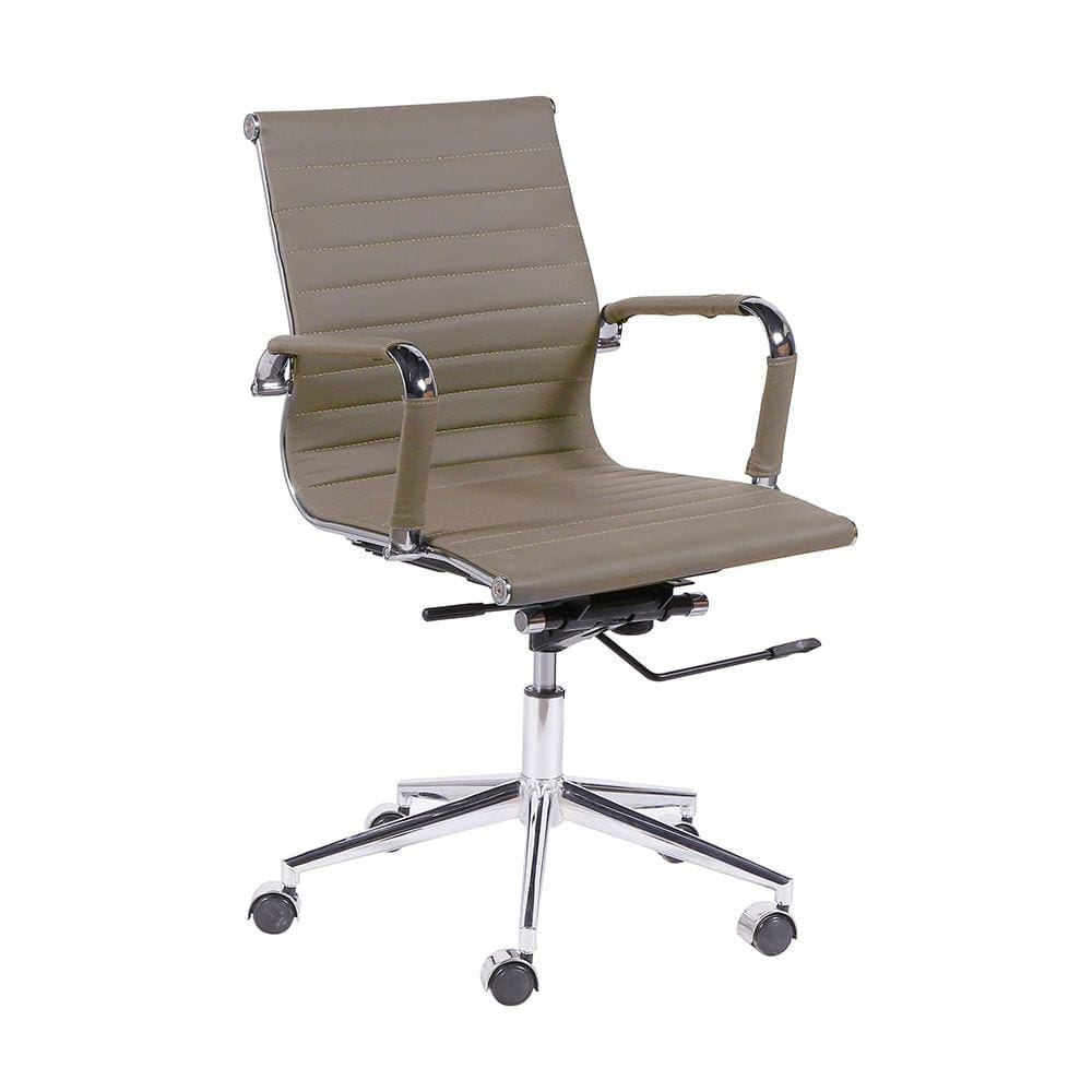 Cadeira de Escritório Madrid Cromada Giratória  - Bege Acinzentado