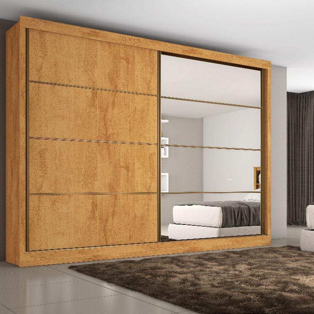 Guarda Roupa Casal com Espelho 6 Gavetas Sevilha - Peroba