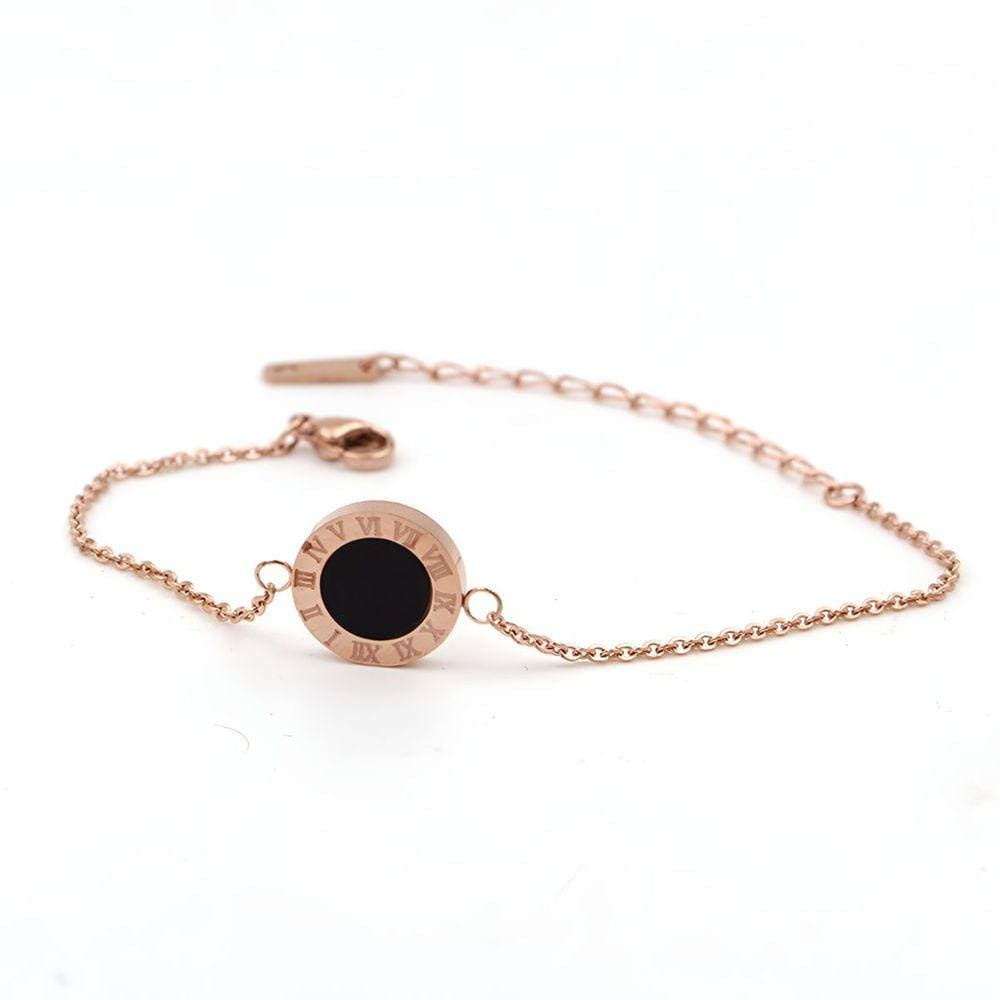 Pulseira Feminina Lyra Número Romano Banhada A Ouro Rosê Aço