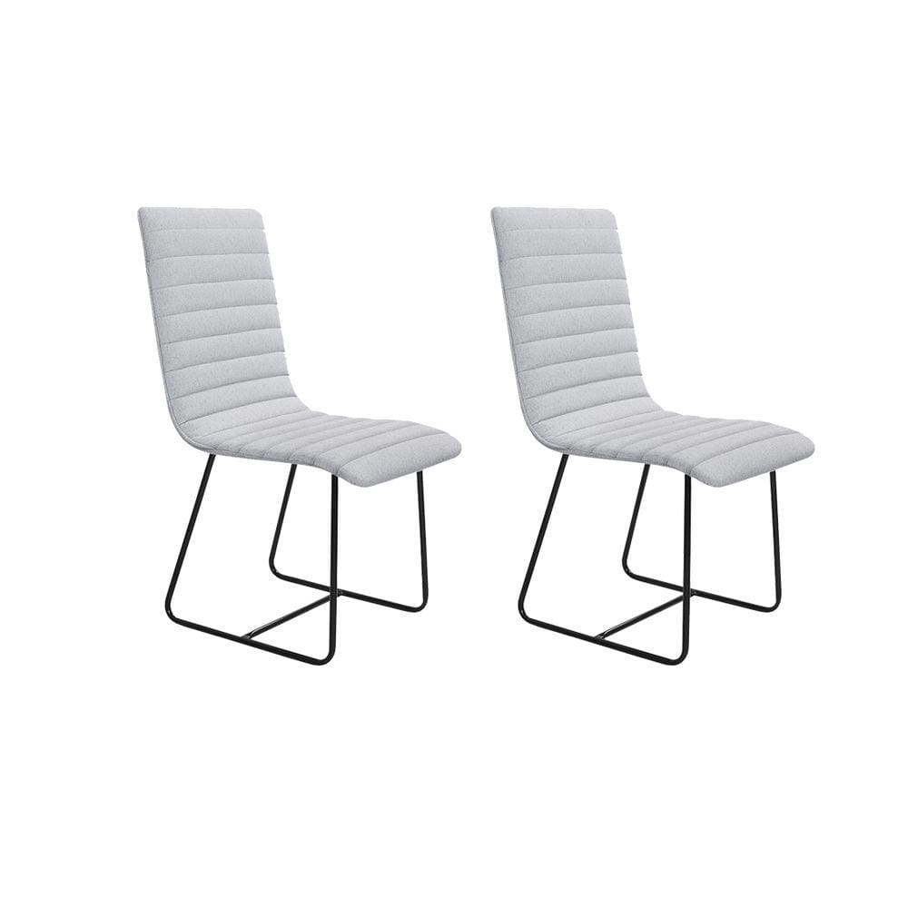 Conjunto 2 Cadeiras Cristal Sala de Jantar em Linho Cinza e Metal Preto