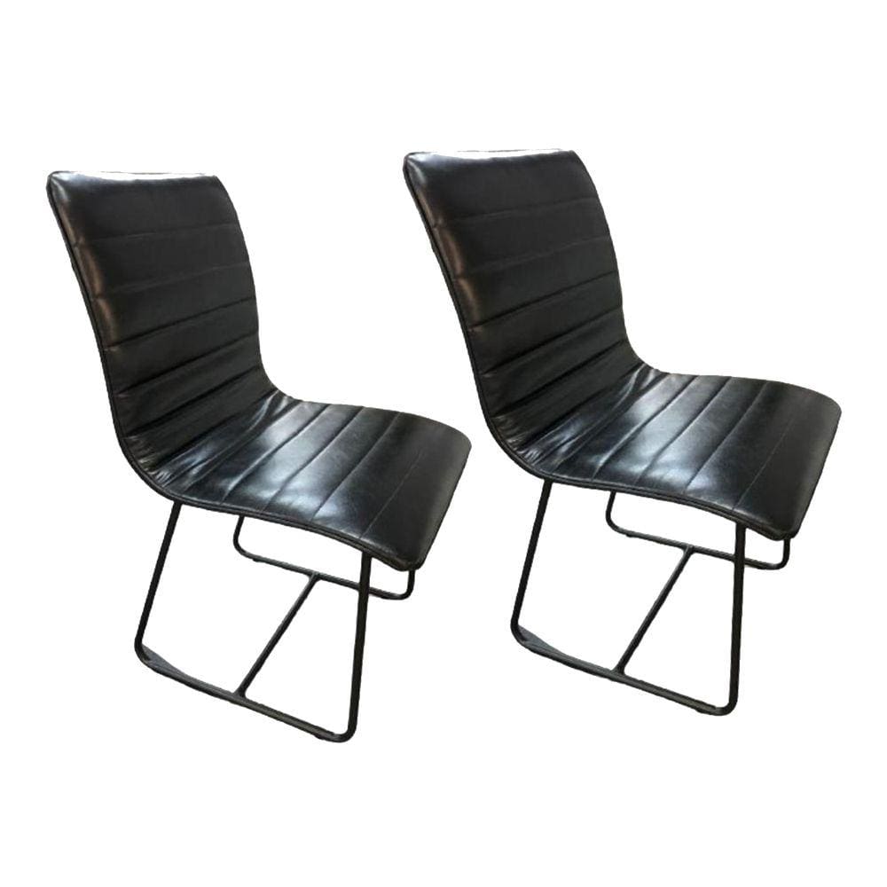 Conjunto 2 Cadeiras Cristal Sala de Jantar em Couro Preto e Metal Preto