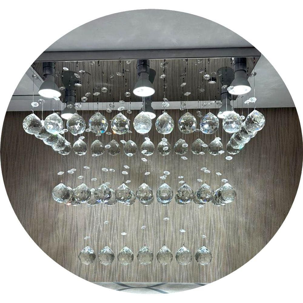 Lustre De Cristal K9 Retangular Para Sala De Jantar