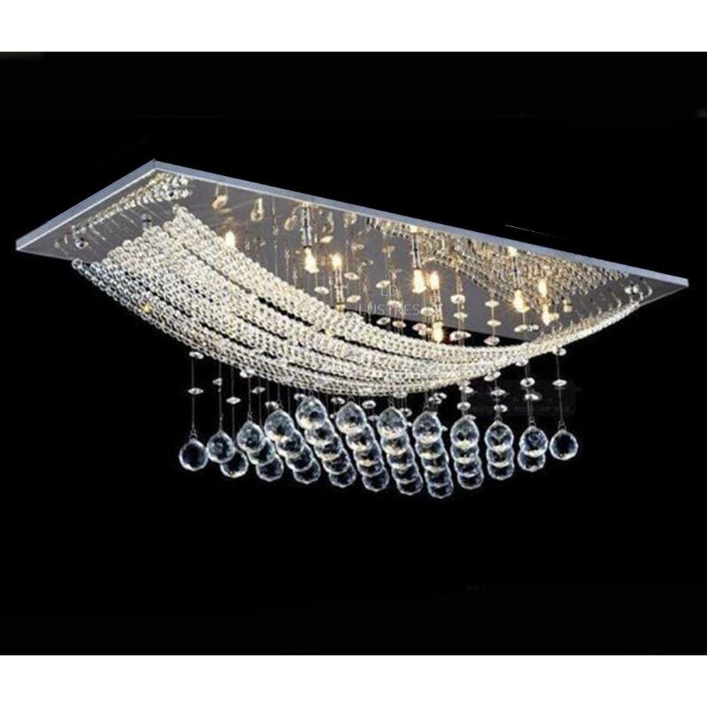 Lustre Luminária De Cristal Retangular Belissimo