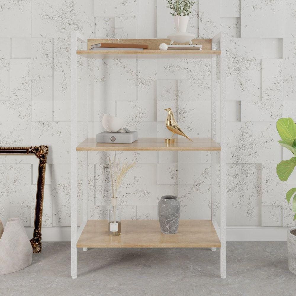 Estante para Livros Industrial Aço Multiuso 3 Prateleiras 104x60cm Active Yescasa Lâmina Mel / Est.Branca