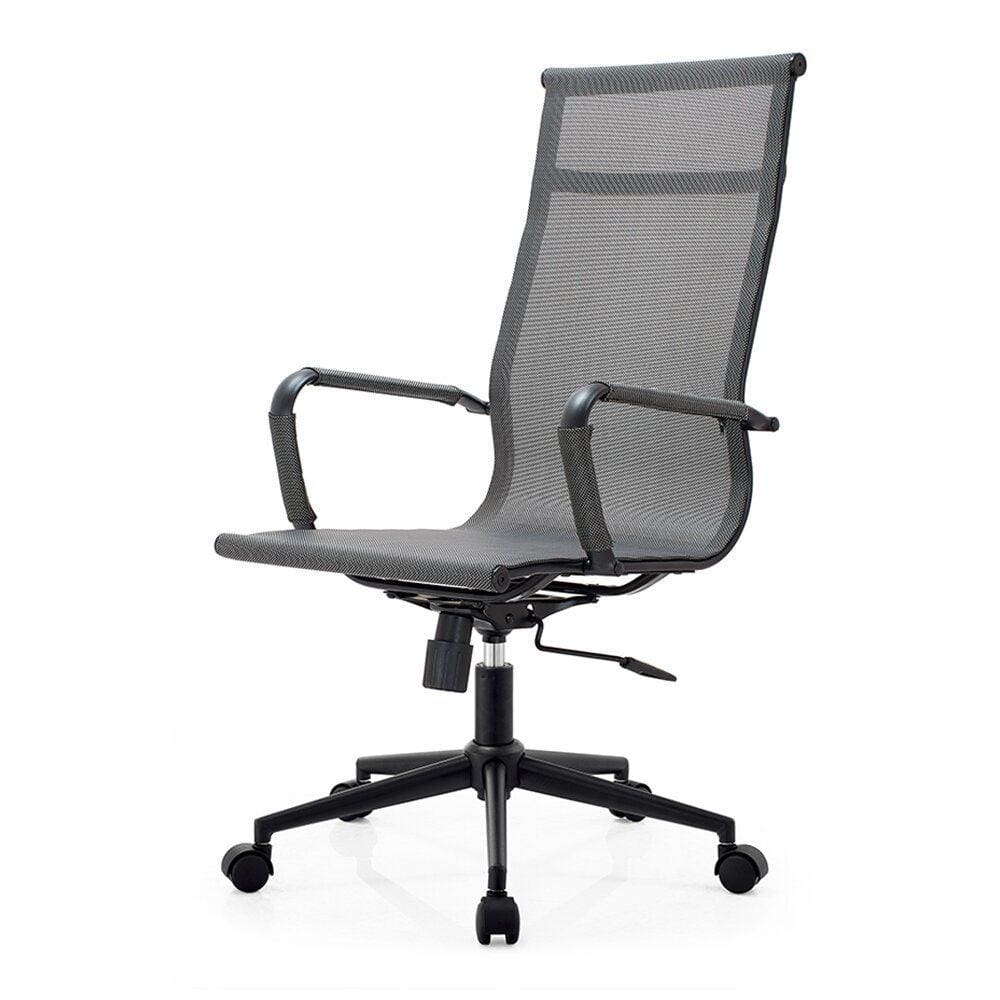 Cadeira de Escritório Eames Dark Esteirinha Alta Tela - Cinza