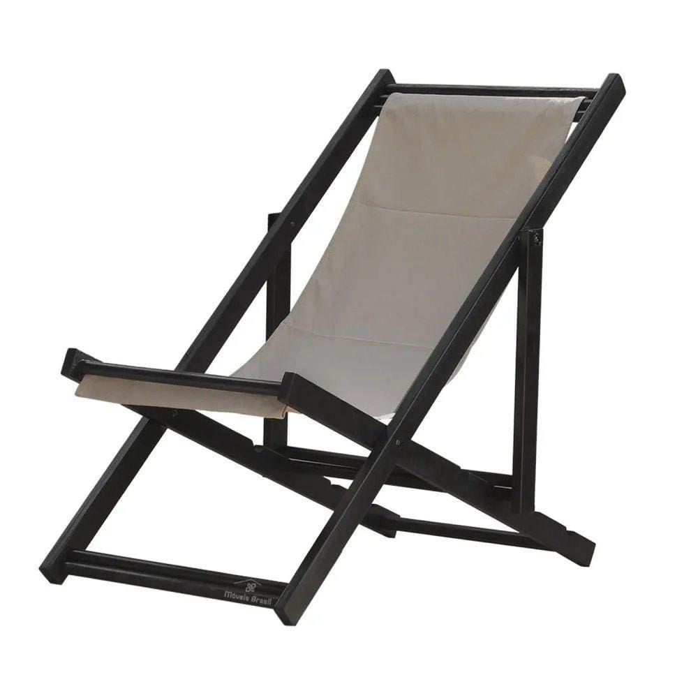 Espreguiçadeira Preguiçosa Dobrável sem Braço Black Tecido Bege Bege