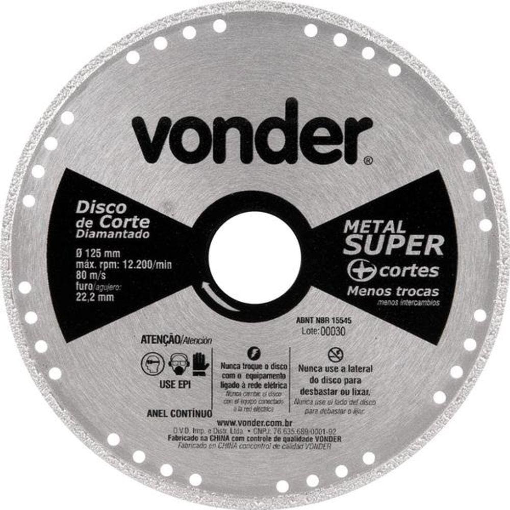Disco Corte 125mm Diamantado Contínuo Metal Super - Vonder