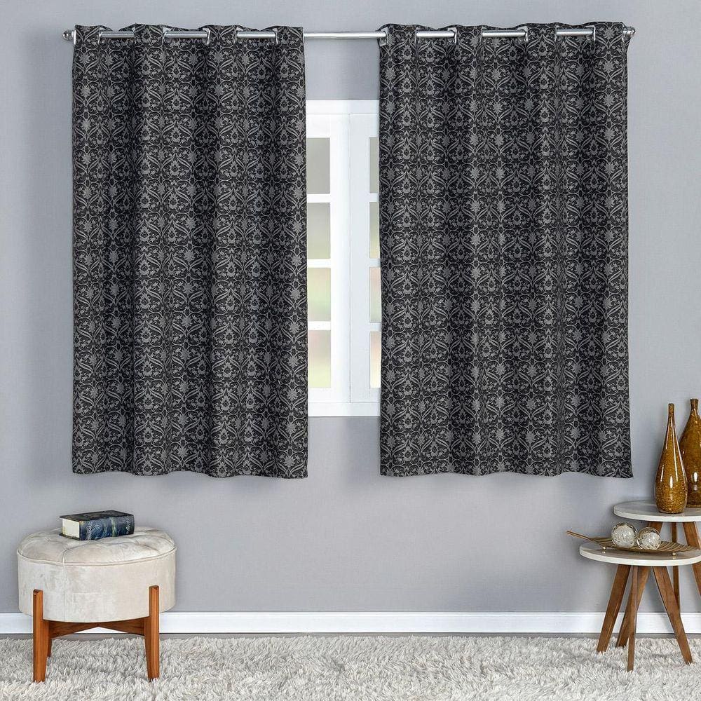 Cortina Sorento 2,80M X 2,30M Jacquard Sala E Quarto Preto