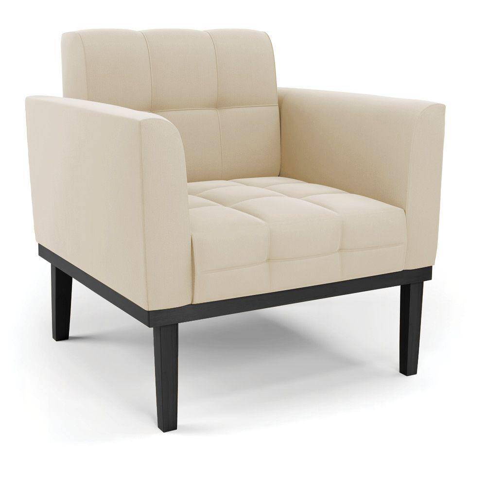 Poltrona Base de Madeira Fixa Preto Elisa Suede D03 - D`Rossi