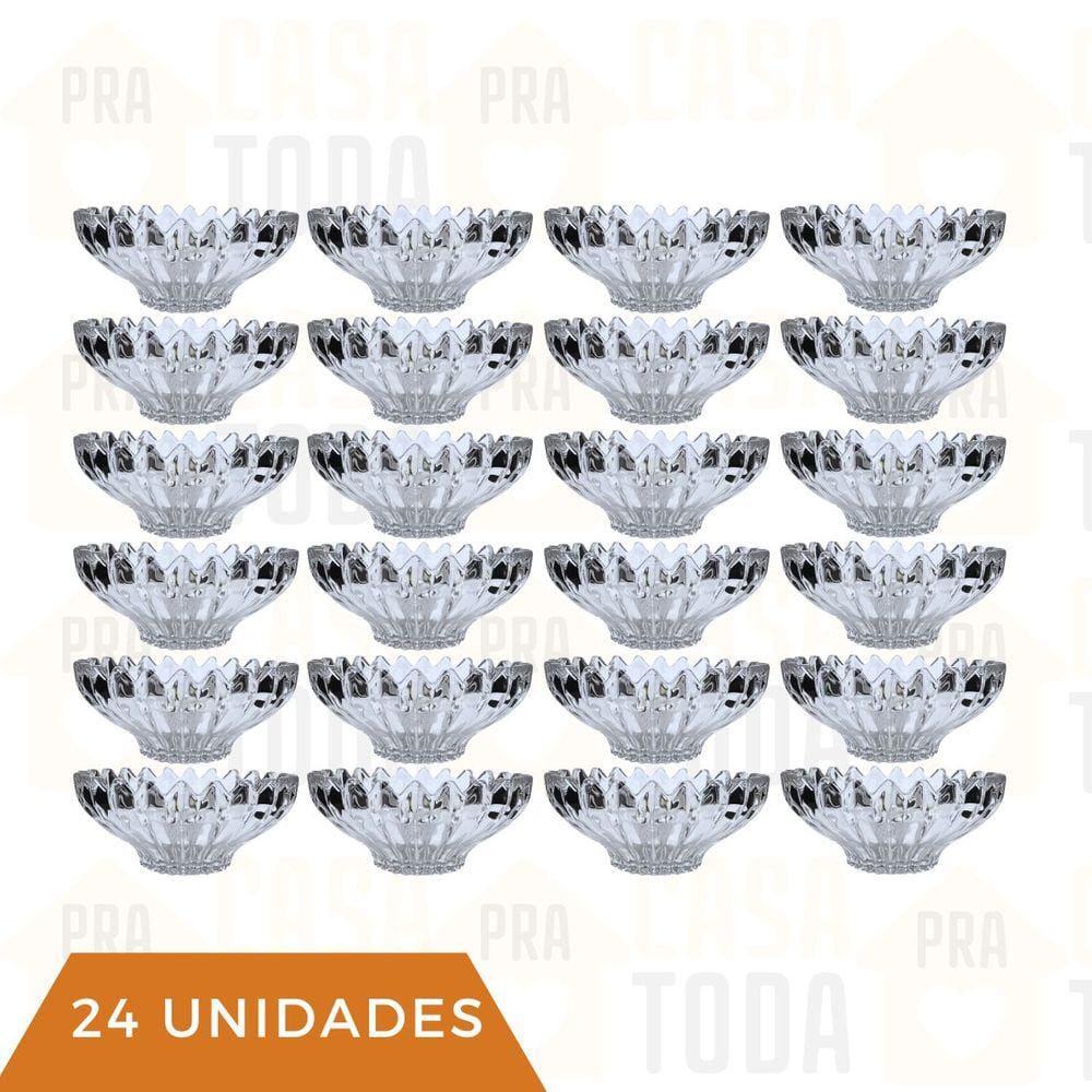 Kit 24 Jogo De Sobremesa Vidro Cristalino Resistente 340ml
