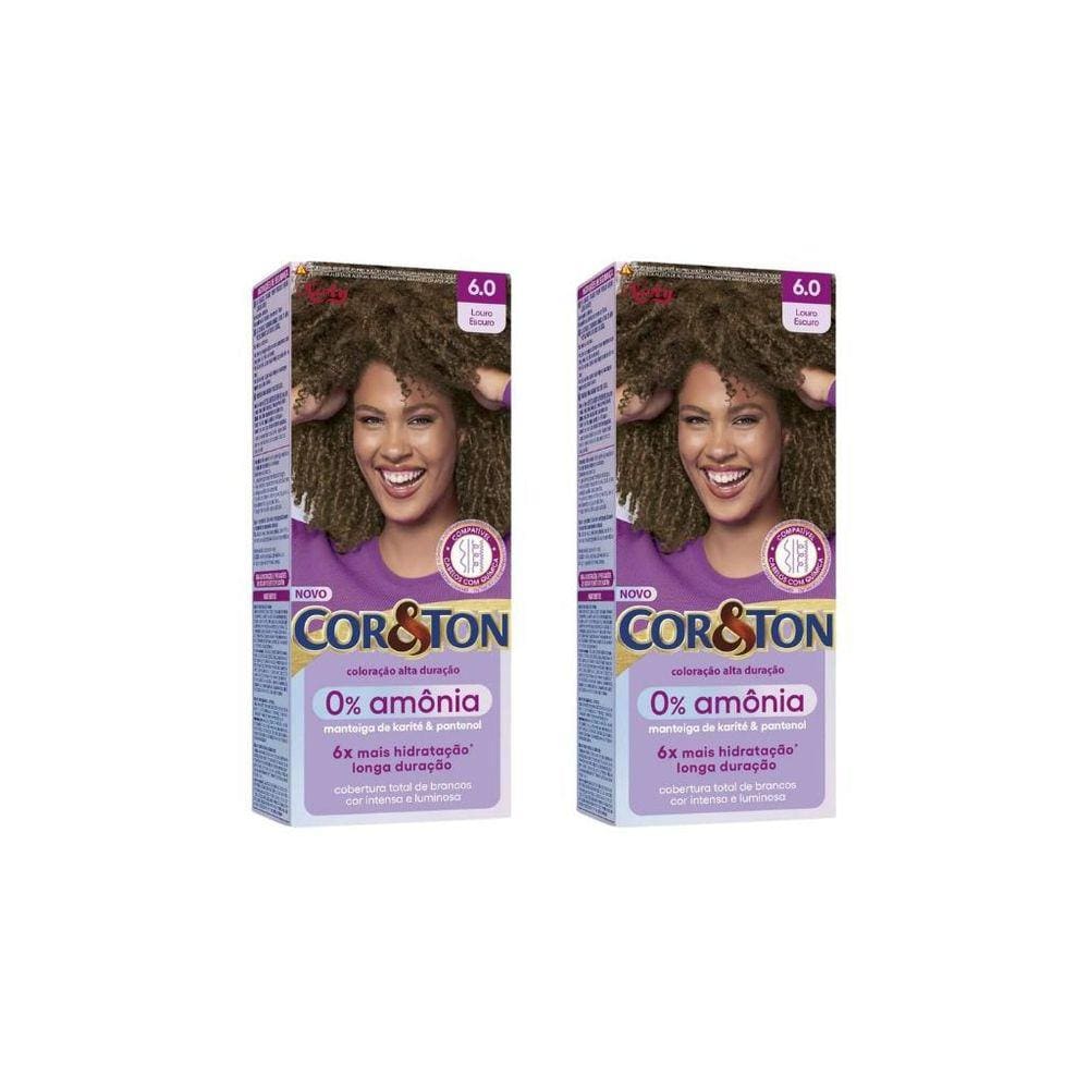 Coloraçao Cor&Ton Sem Amonia 6.0 Louro Escuro-Kit C/2Un