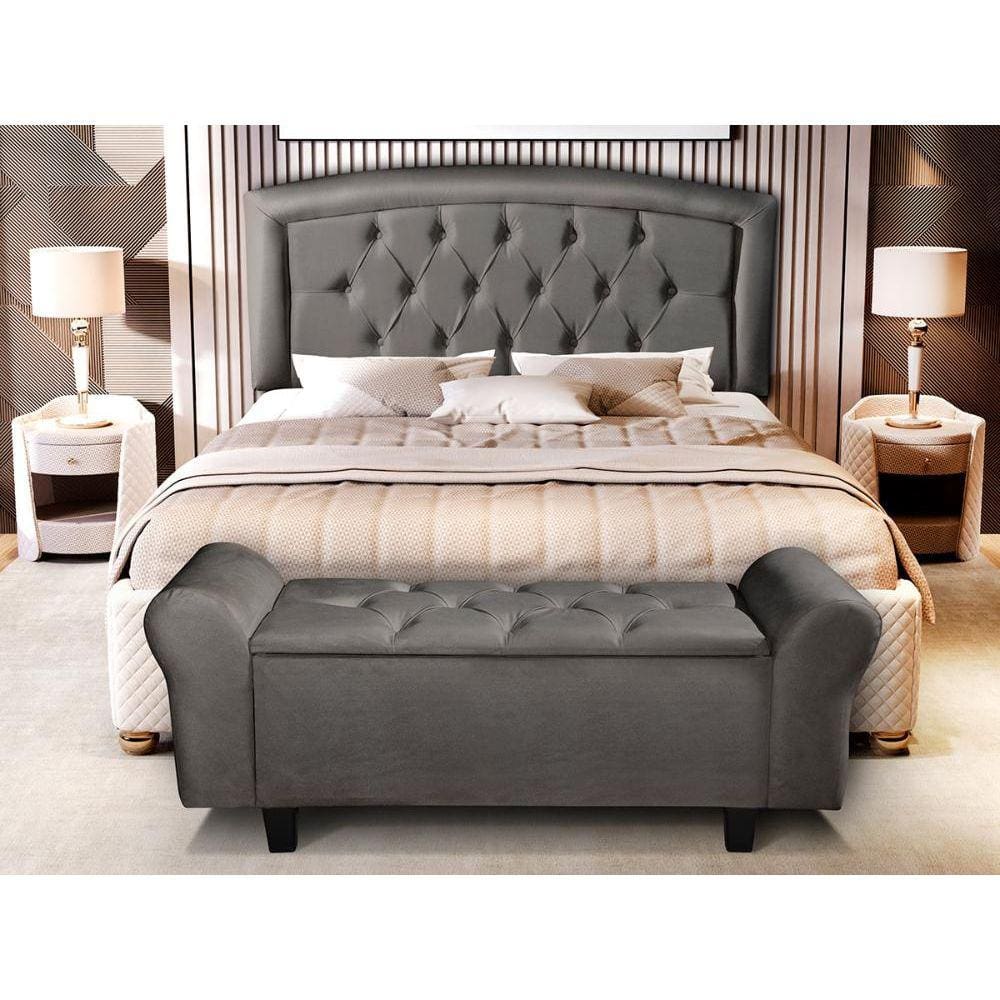 Cabeceira Casal e Recamier Sapateira America Cinza 140cm