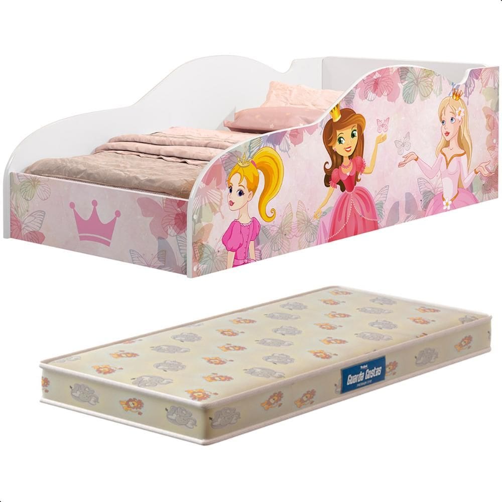 Cama Infantil com Colchão Princesa Rosa