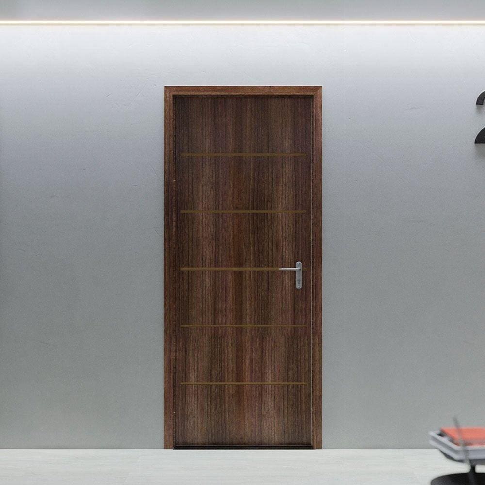 Folha de Porta de Madeira 210x90cm Espessura 3,5cm MMC Eucaplac Frisada Residence Eucatex Noce Ebano