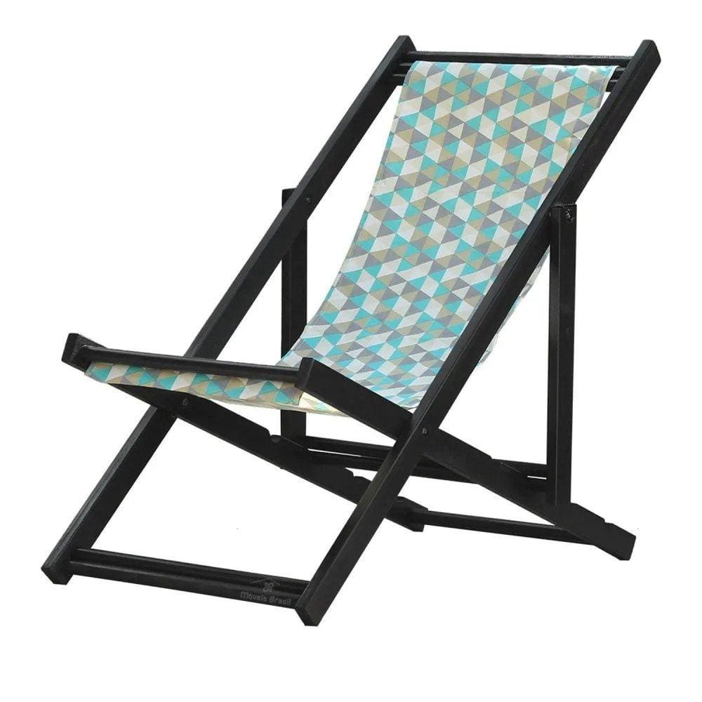 Espreguiçadeira Preguiçosa Dobrável sem Braço Black Triang Azul Triângulo Azul