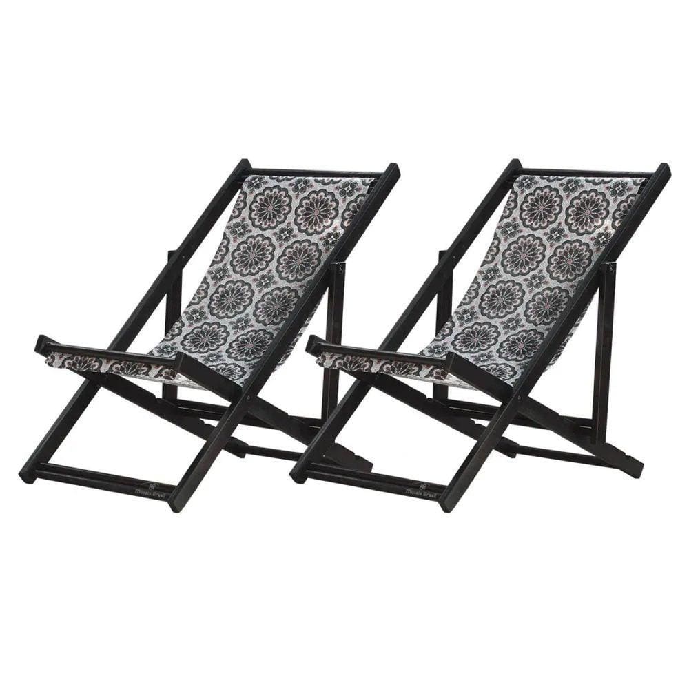 Kit 2 Espreguiçadeiras Preguiçosa Dobrável sem Braço Black Mandala