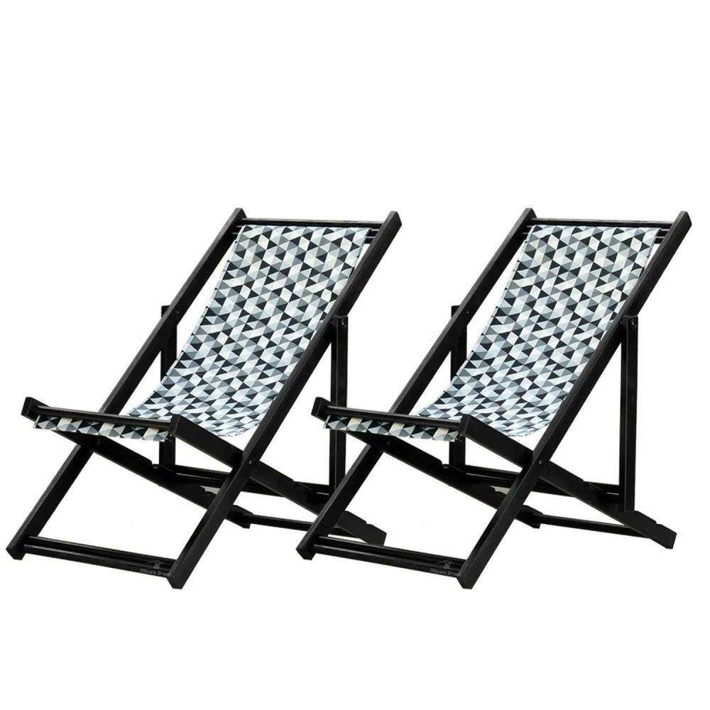 Kit 2 Espreguiçadeiras Preguiçosa Dobrável sem Braço Black Triângulo Preto