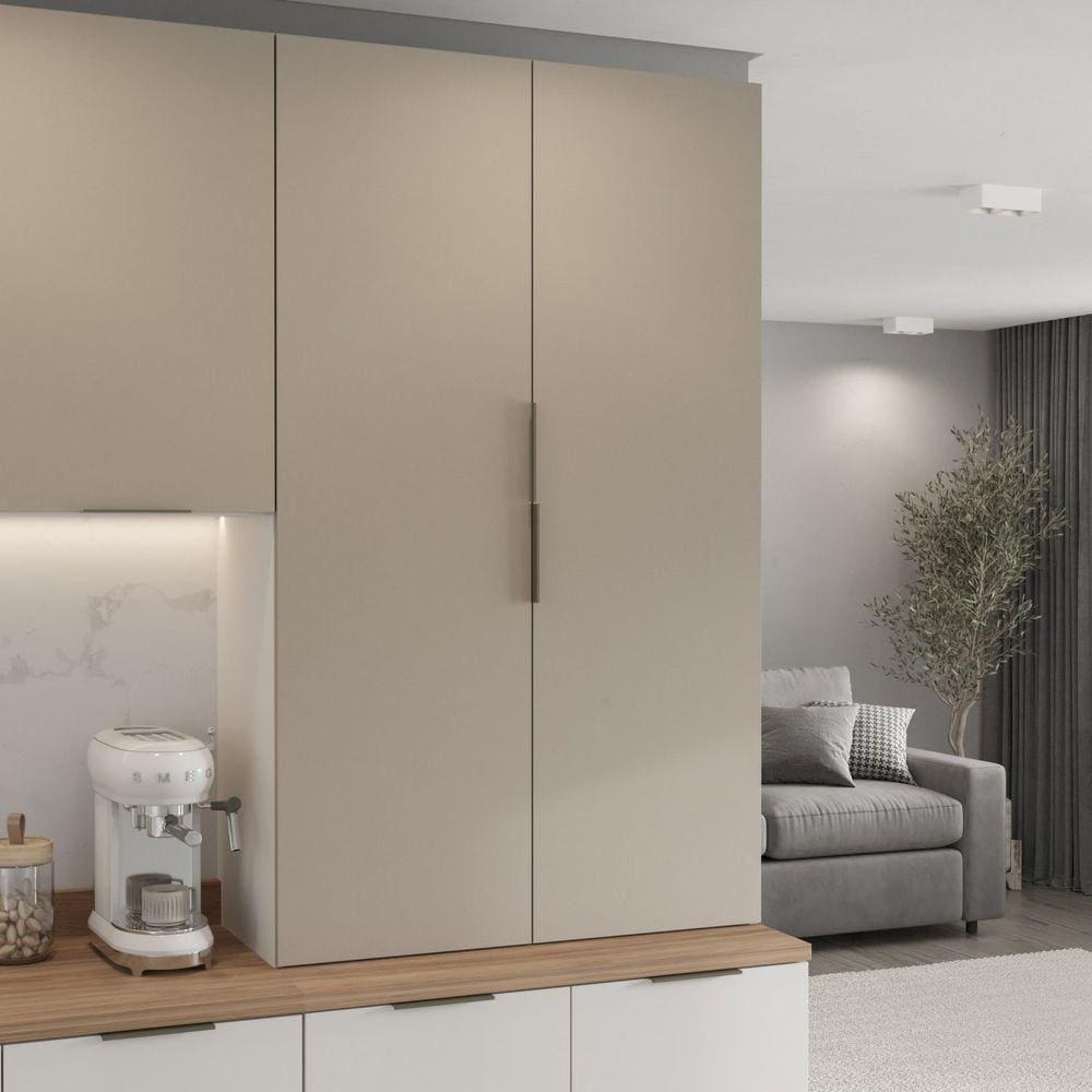 Armário Aéreo 2 Portas 80x135cm Puxador 150cm Ipanema CabeCasa MadeiraMadeira Cinza Trama/Branco