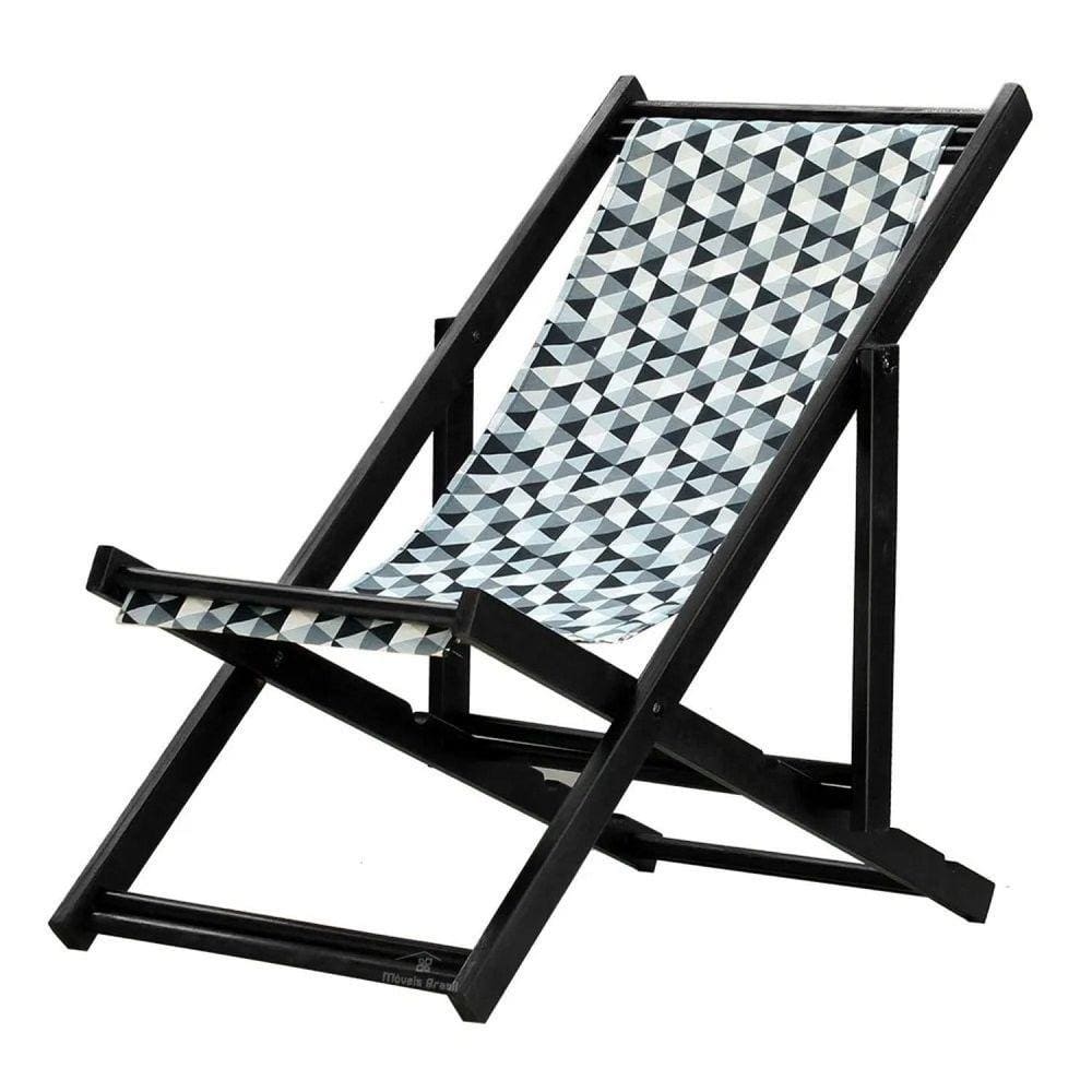 Espreguiçadeira Preguiçosa Dobrável sem Braço Black Tecido Triang Preto Triângulo Preto