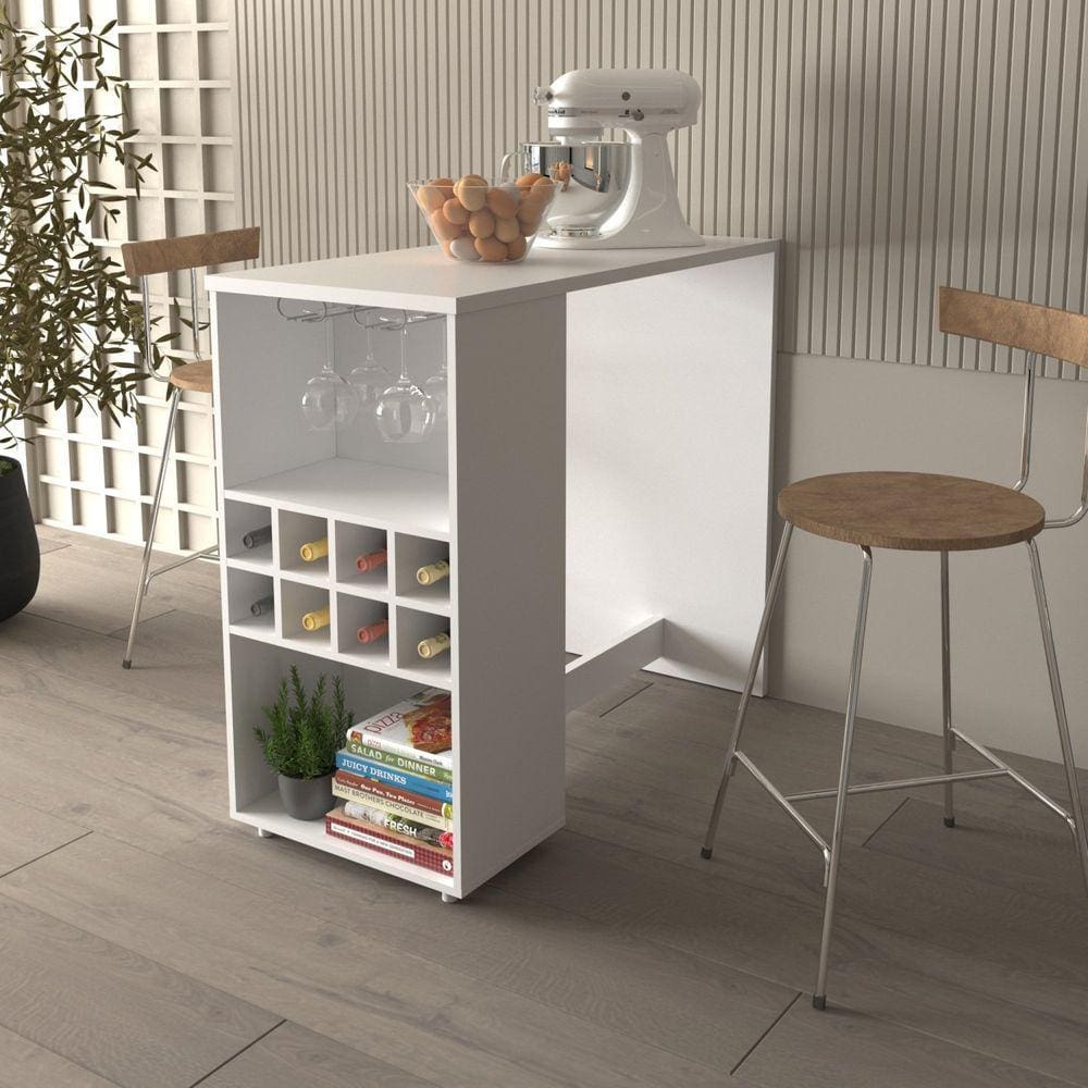 Bancada com Adega e Porta Taça Ad5003 Branco