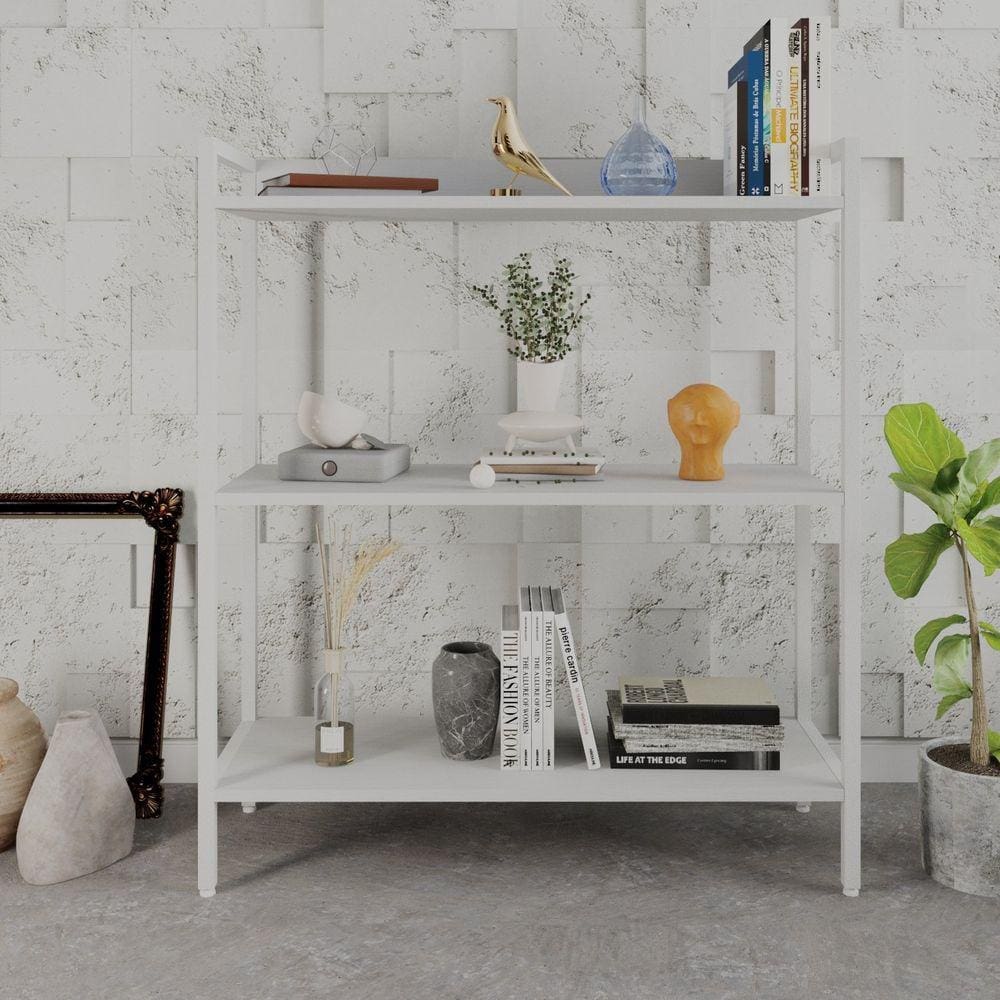 Estante para Livros Industrial Aço Multiuso 3 Prateleiras 104x80cm Active Yescasa Branco Chess / Est.Branca