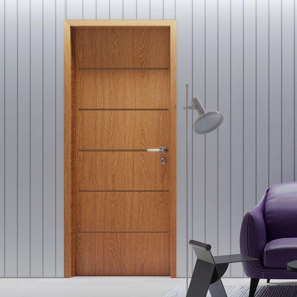 Folha de Porta de Madeira 210x70cm Espessura 3,5cm MSO Eucaplac Frisada Residence Eucatex Teka Milano
