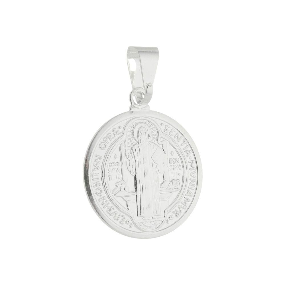 Pingente São Bento Médio Folheado em Prata