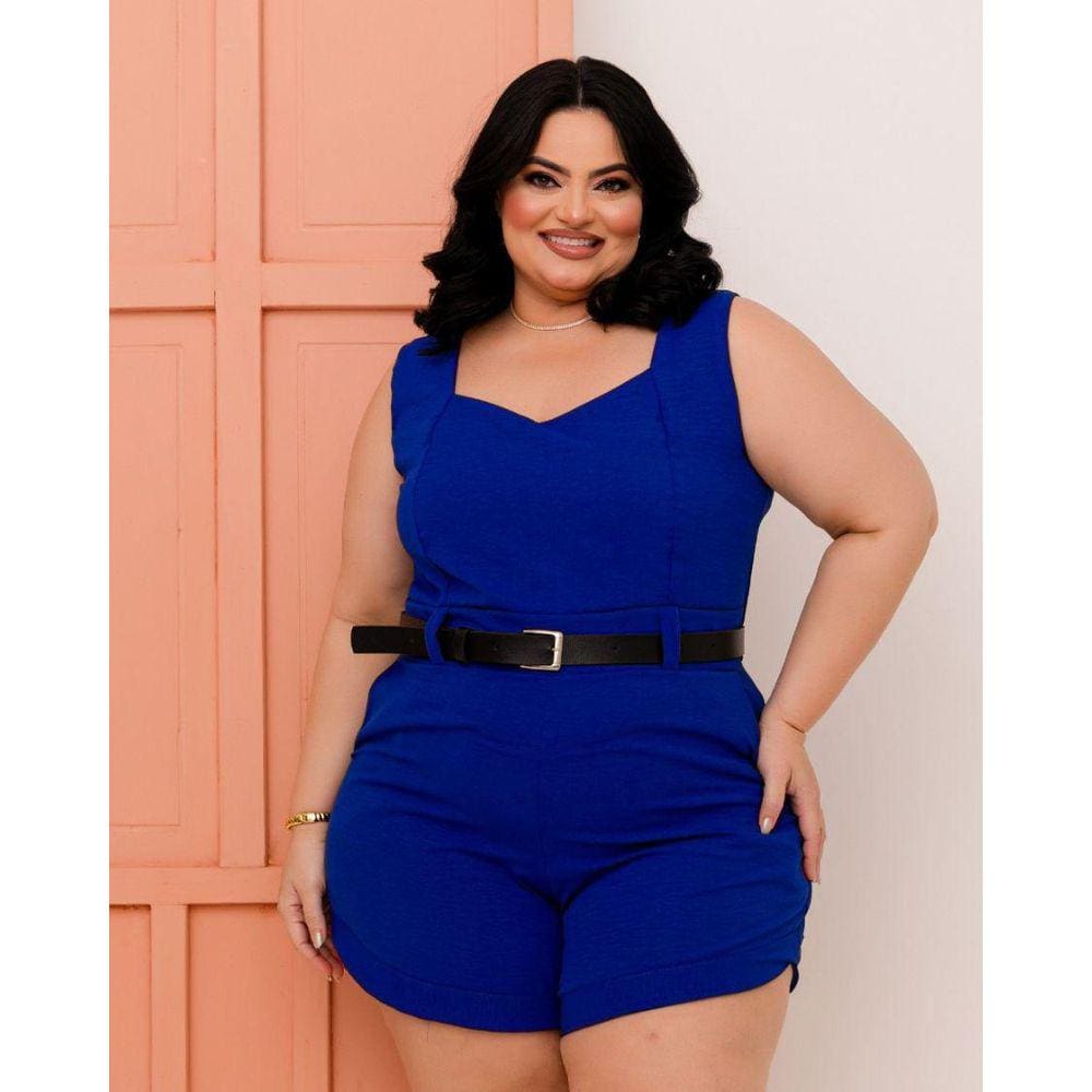 Macaquinho Plus Size Feminino com Cinto 0448