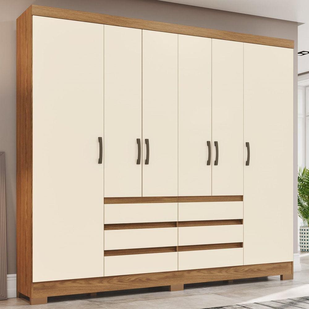 Guarda Roupa Casal 6 Portas 6 Gavetas B355 Briz Marrom/Off White