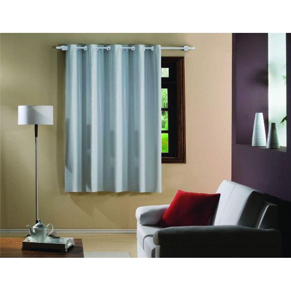Cortina Corta Luz Plástico PVC p/ Varão 1,30x2,30m Branco/Cinza - Bella Janela