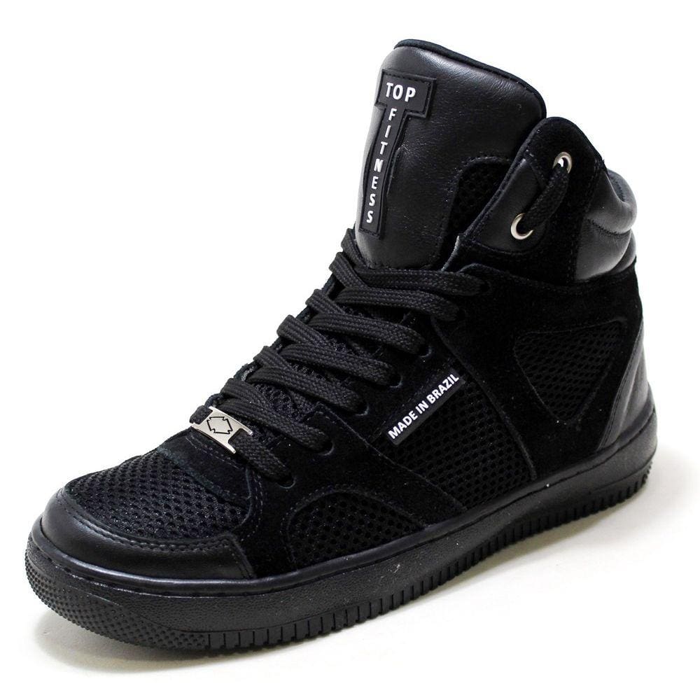 Tenis Botinha Sneakers Cano Alto Top Fitness Preto Confortável Musculação Basquete