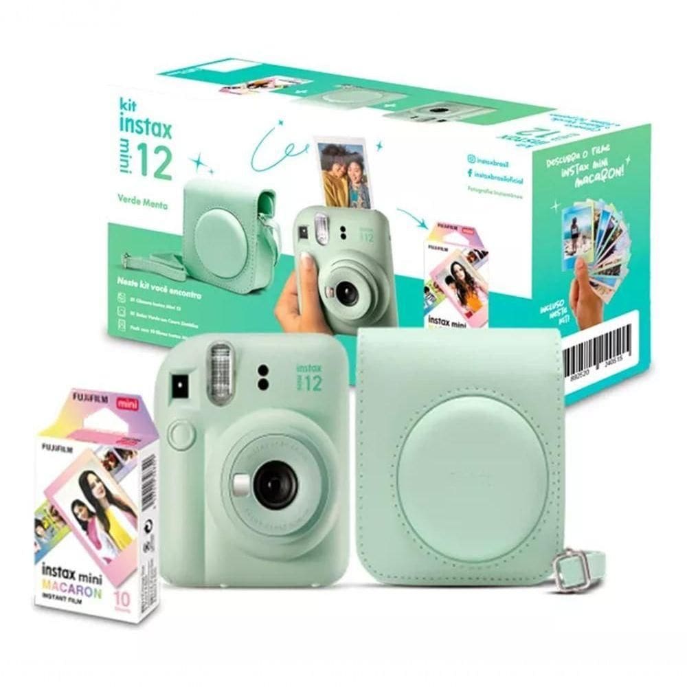 Kit Camera Instax Mini 12 + Bolsa + Filme 10 - Verde Verde