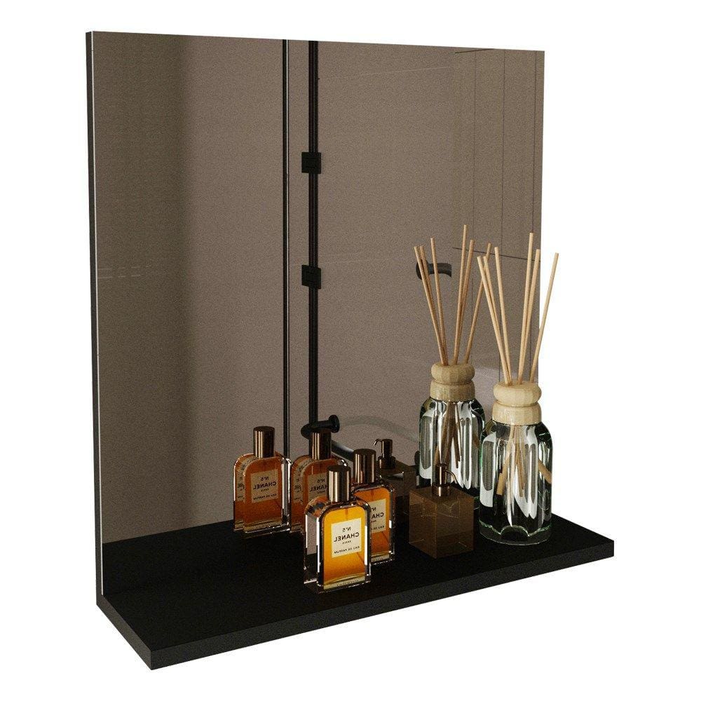 Espelheira Para Banheiro 1 Prateleira BN3642 Preto Tecno Mobili