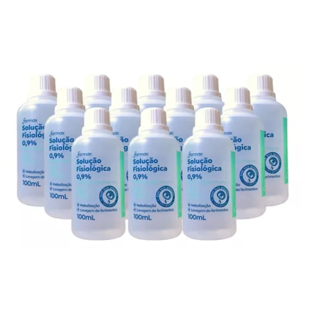12 unidades Soro Fisiológico 0,9% Com Gotejador 100ml