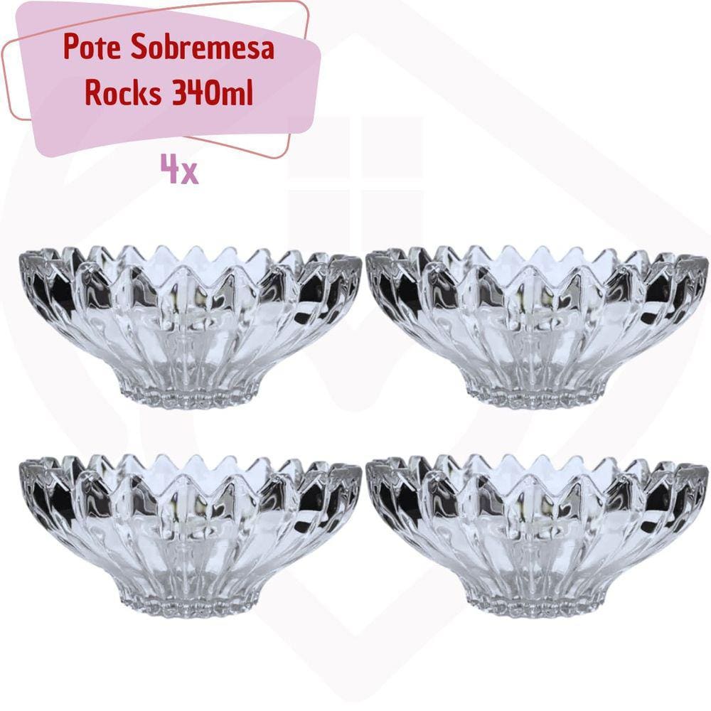 Jogo De tigelas vidro Sobremesa 340ml Transparente 4 Unidad