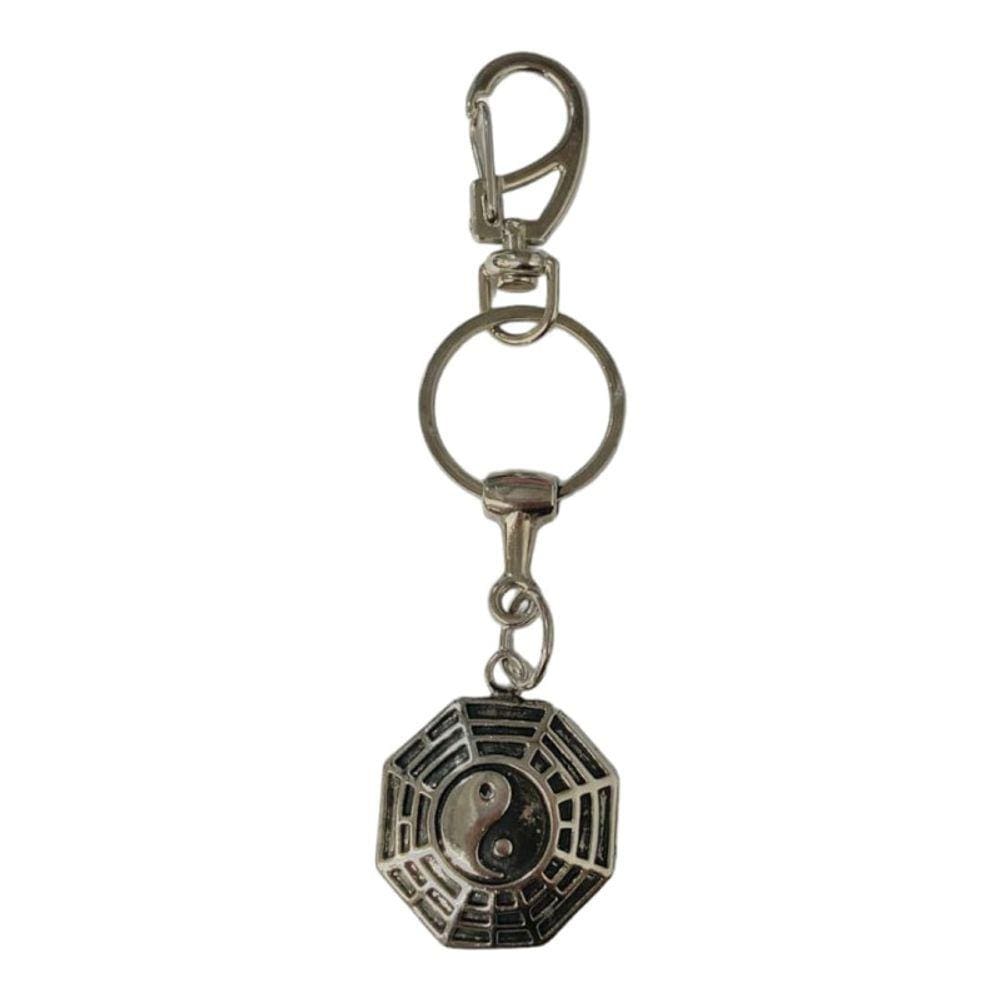 Chaveiro Baguá Feng Shui em 12 cm Metal Níquel Sorte