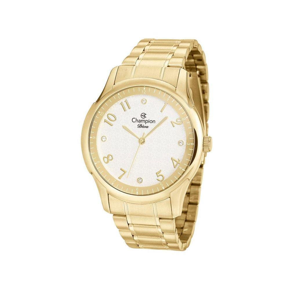Relógio Champion Feminino Dourado Lançamento Com Strass +