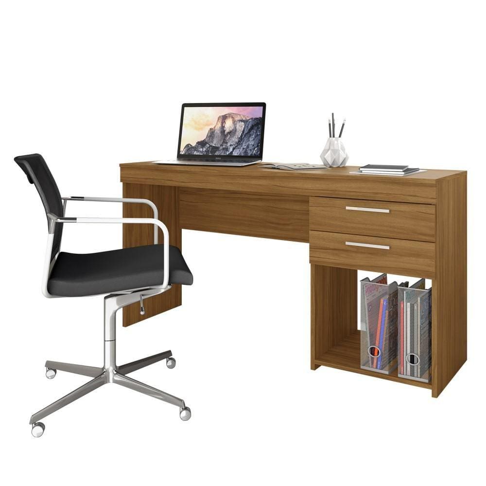Escrivaninha Mesa Office Escritório 2 Gavetas Notável Marrom